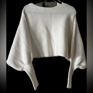 Zara Cropped Sweater Balloon Sleeves with Cuffs Cream
